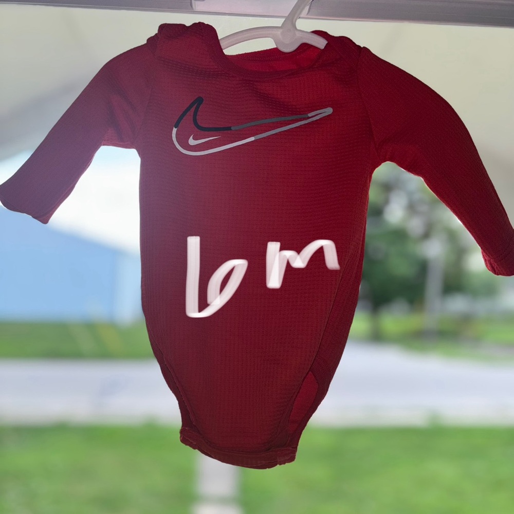 Nike Red Long Sleeve Baby Bodysuit